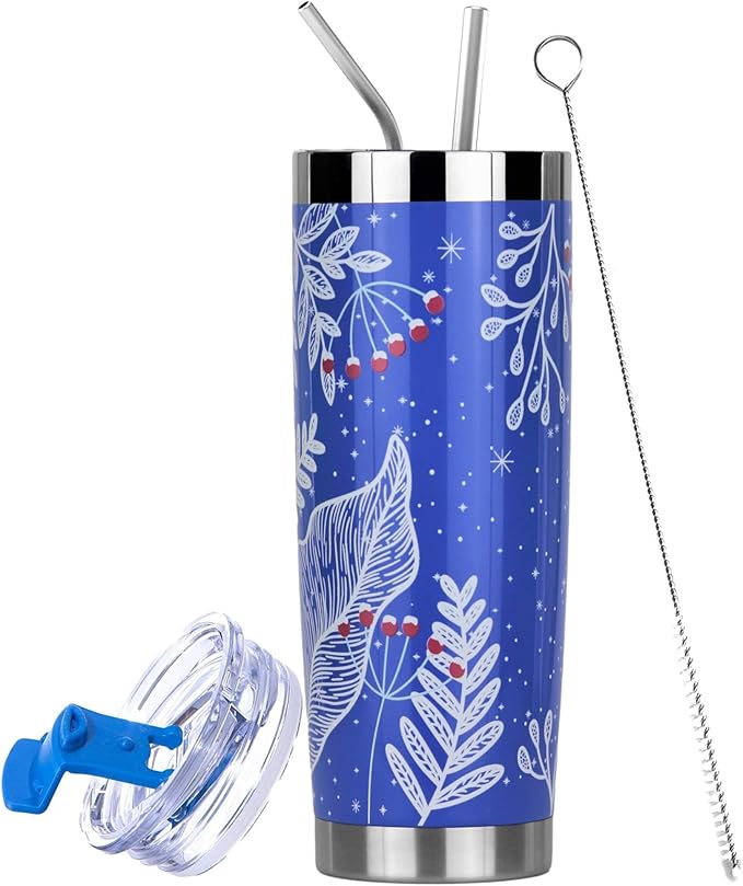 Drinco - 20 oz Stainless Steel Tumbler | Double Walled Vacuum Insulated Mug With Lid, 2 Straws, For Hot & Cold Drinks (20oz Nampa, 20oz)