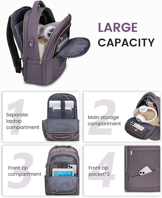 LOVEVOOK Laptop Backpack for Women, Slim Business Laptops Bag with Separate Computer Compartment Stylish Daypack for College Work Travel, Fits 15.6" Laptop