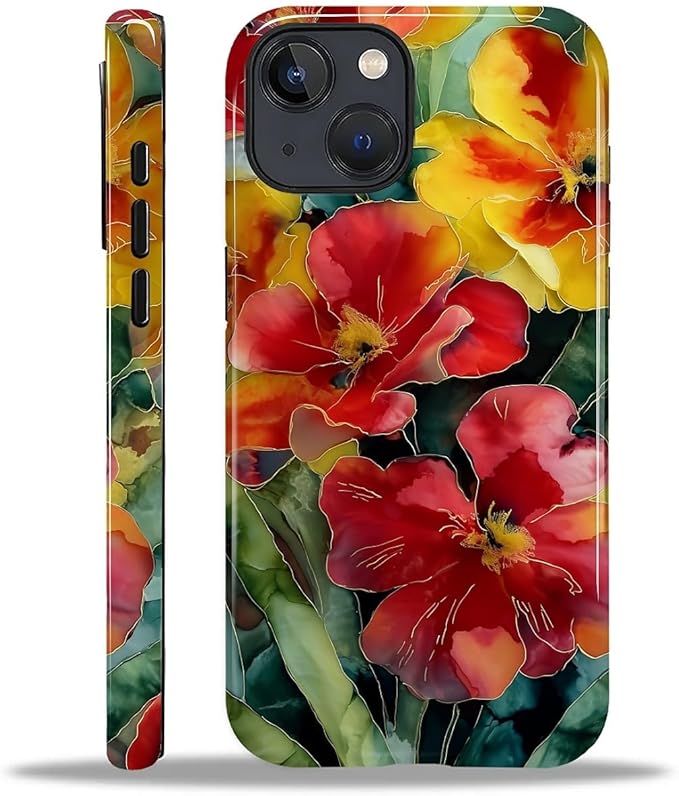 Case for iPhone 14 Plus Case,Vintage Floral Girly Design - Hybrid Dual Protection Silicone + Hard PC Shockproof Full Body Cover Slim Anti-Scratch Protective Case for Men Women