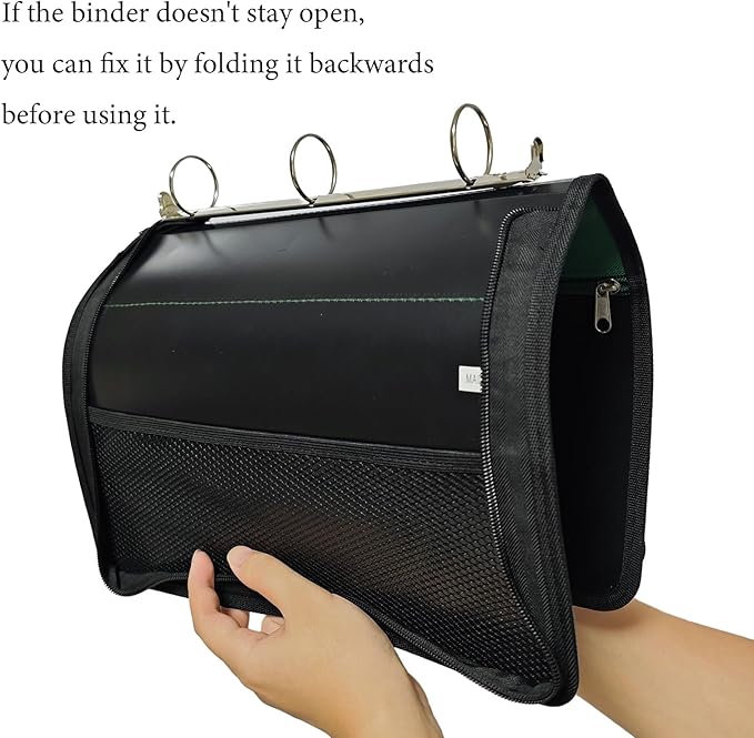 Zipper Binder 1.5 Inch Round 3-Ring Binder, Zippered Grip Pockets Storage Bag Business Office Supplies for Men Women (Grey)