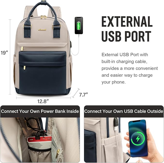 LOVEVOOK Laptop Backpack for Women Men, 17.3 Inch Laptop Bag with USB Port Fashion Waterproof Backpacks Teacher Nurse Stylish Travel Bags Vintage Daypacks for College, Work