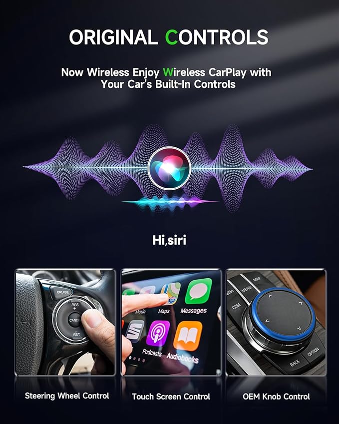 Spedal Wierless CarPlay Adapter for iPhone and Android, Mini CarPlay Wierless Adapter -2in1 CarPlay Design, Fast Pairing,Stable Car Control & No Delay, USB & Type-C Extension Cable Included