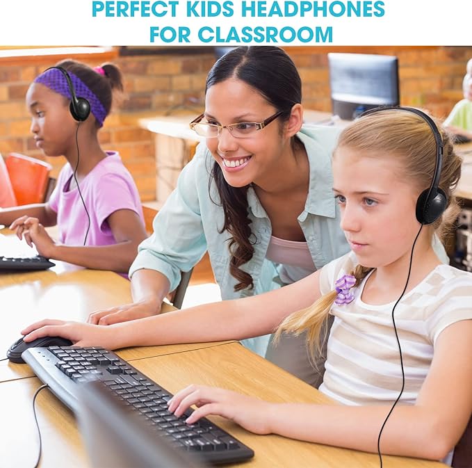 Konohan 30 Pack Kids Headphones Bulk for School Classroom Student Wired Headphones Adjustable with 3.5 mm Jack for Kids Adults(Black)