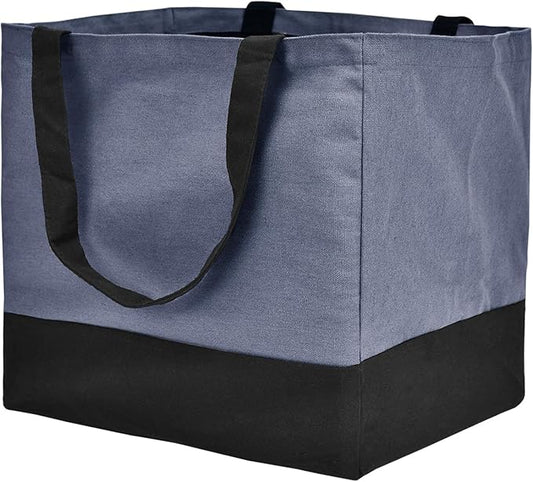 Canvas Reusable Grocery Bags Heavy Duty, 8.3 gal Foldable Large Canvas Tote Bag with Handles, Holds 60 lbs Canvas Shopping Bags, 1 Pack