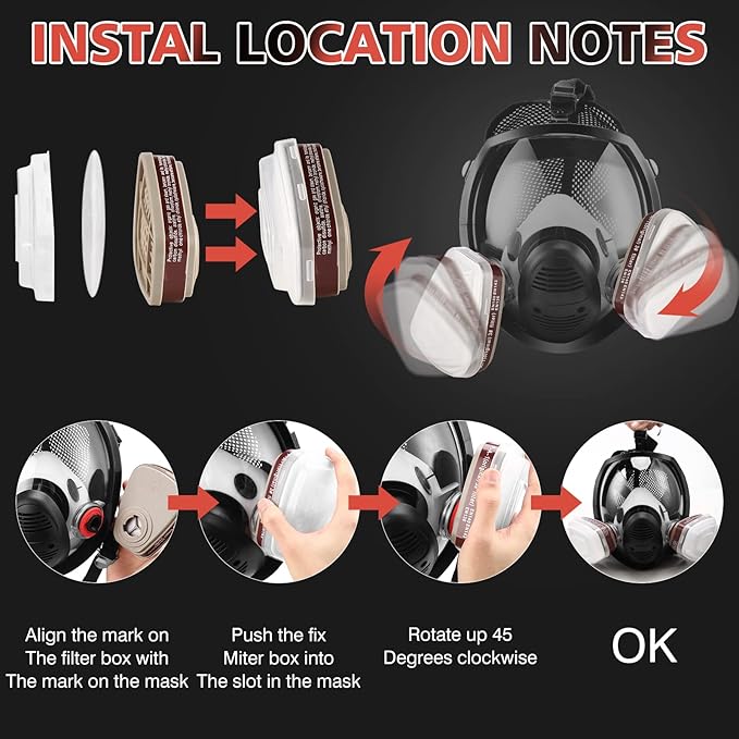 Gas Masks Survival Nuclear and Chemical - Reusable Full Face Respirator Gas Mask with Activated Carbon Filter