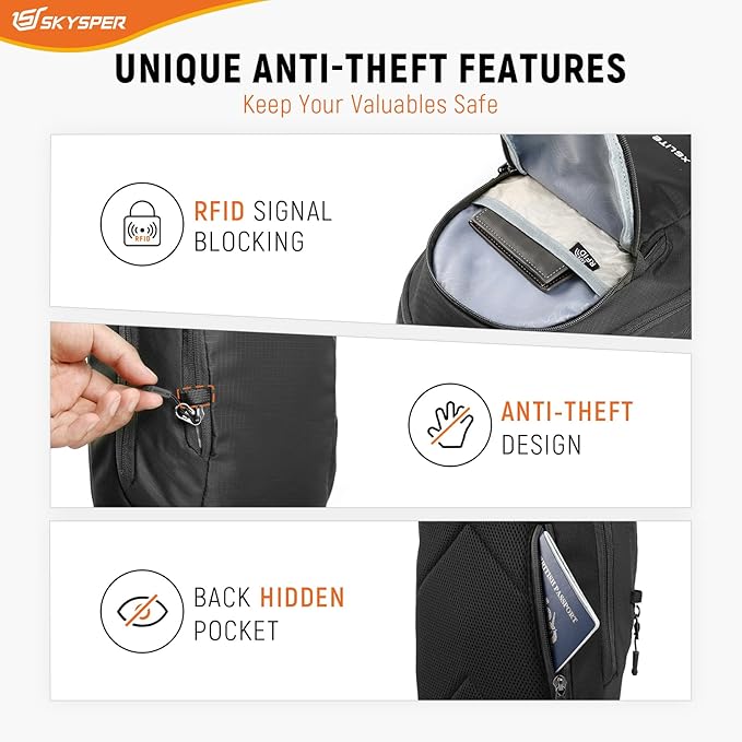 SKYSPER Sling Bag RFID Crossbody Sling Backpack Travel Cross Body Bag Shoulder Sling Daypack