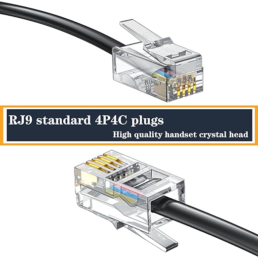 RJ9 4P4C Telephone Cord，Telephone Handset Cord,Coiled Wire 10 Pack 8Ft Uncoiled / 1.4Ft Coiled Landline Phone Handset Cable RJ9 4P4C Telephone Accessory -20 Pack