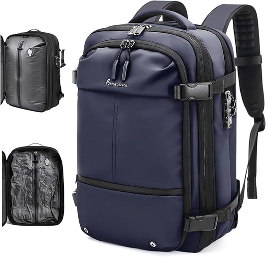 Travel Backpack with Vacuum System,60L Expandable Vacuum Backpack Travel with TSA Lock,17.3 inch Laptop Backpacks Vacpack Backpacks with Vacuum(Blue,No Air Pump)