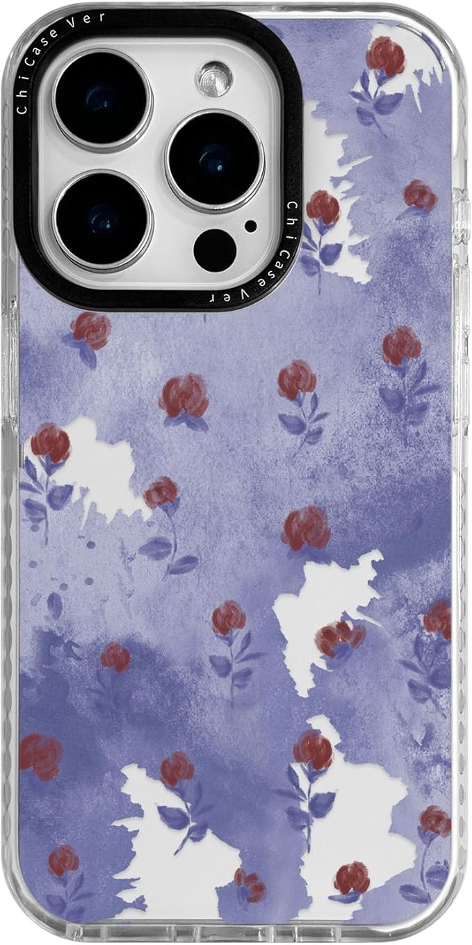 for iPhone 15 Case, Vintage Watercolor Rose Pattern, Military-Grade Drop Protection, Cute Soft Slim TPU Protective Cover with Camera Lens Protection for Women & Girls
