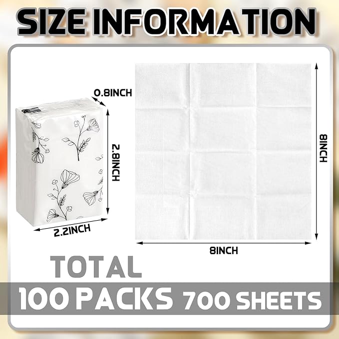 Yinder 100 Pcs Pocket Tissues Bulk Wedding Mini Tissues Travel Size Facial Napkin Bulk for Guests 3 Ply Facial Napkins for Wedding Bride Shower Bachelorette Celebration Party Favors