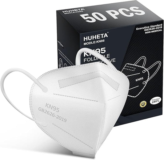HUHETA 50 PCs KN95 Face Mask, 5-Layer Face Mask Filter Efficiency≥95%
