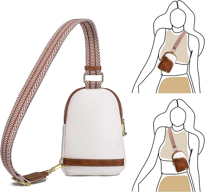 INICAT RFID Blocking Sling Bag Leather Crossbody Bags for Women Fanny Pack Cross Body for Woman Chest Bag for Travel 1.9L