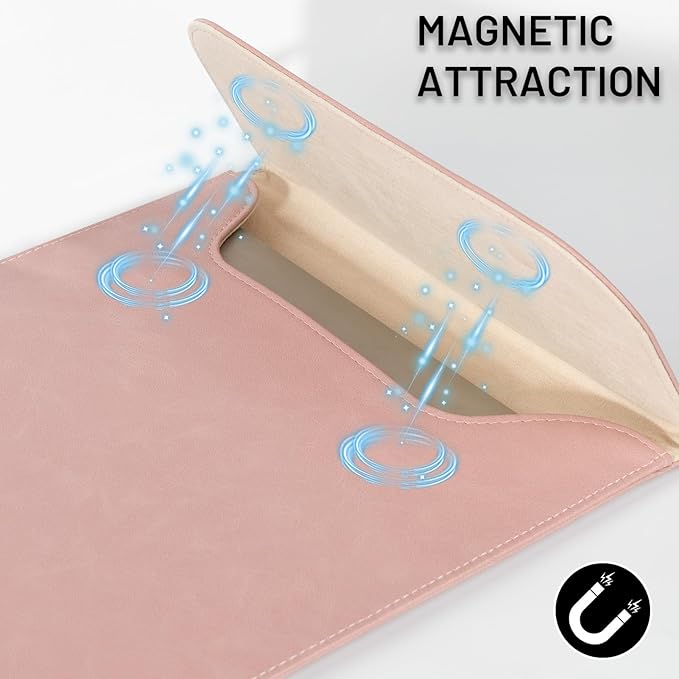 Allinside 13 inch Laptop Sleeve Case for MacBook Air 13 2018-2025/MacBook Pro 13 2016-2022, Waterproof PU Leather Laptop Sleeve Bag Protective Vertical Case Cover, Pink