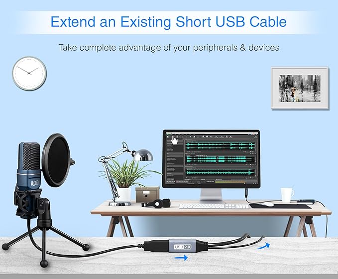BlueRigger USB Extension Cable (50FT/15M, Long Active USB2.0 Extender, Male to Female Repeater, Data Transfer Cord)- for Game Consoles, Printer, Camera, Keyboard, Hard Drives