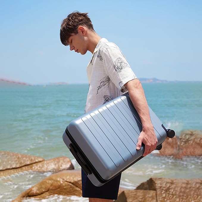 NINETYGO Luggage Sets 2 Piece, Carry On Luggage Airline Approved, Large Checked Luggage with Spinner Wheels, Lightweight, Hard Shell PC Suitcase Sets, TSA Approved, 20in/28in (Shadow, Rhine Basic)