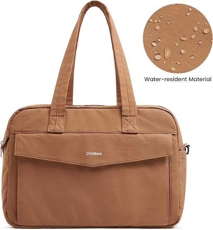 G4Free Expandable Duffle Bag for Travel Weekender Overnight Carry On Tote Duffel Bags for Men Women (Brown)
