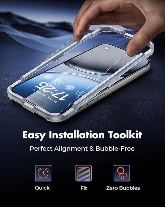 UNBREAKcable 4-Pack Screen Protector for iPhone 17 Air, Double Shatterproof Tempered Glass [Easy Installation Frame] [9H Hardness] [99.99% HD Clear] [Case Friendly] for iPhone 6.6 inch