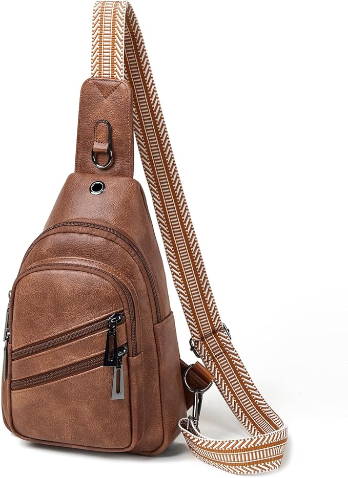 Sling Bag for Women Crossbody Purse Leather Crossbody Bag Fanny Pack Chest Pack for Travel Everyday Vacation