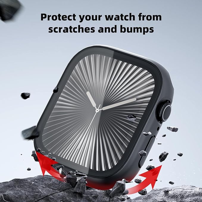 2 Pack Waterproof Case for Apple Watch Screen Protector Series 10 Series 11(2025) 42mm Built-in Tempered Glass [Overal Protective] 2 in 1 Ultra-Thin PC Bumper Cover Compatible iWatch