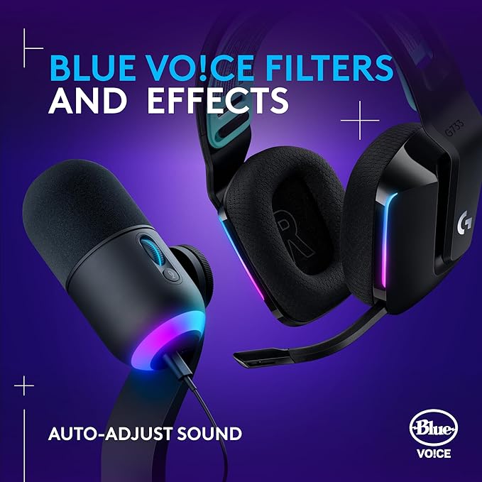 Logitech G733 Lightspeed Wireless Gaming Headset +Yeti GX Dynamic RGB Gaming Microphone with LIGHTSYNC, USB - Black