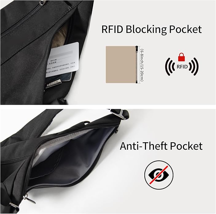 Sling Bag for Men,RFID Crossbody Hiking Backpack Chest Shoulder Tactical Bag with Water Bottle Bag for Travel