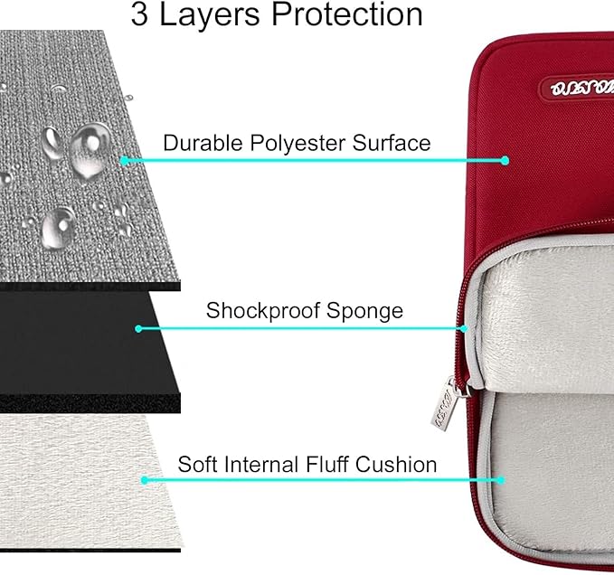 MOSISO Laptop Case 13.3 inch, 13-13.3 inch Laptop Sleeve Compatible with MacBook Air/Pro 13 / Pro 14, HP Dell ASUS Lenovo Notebook, Polyester Vertical Computer Sleeve Bag with Pocket, Red