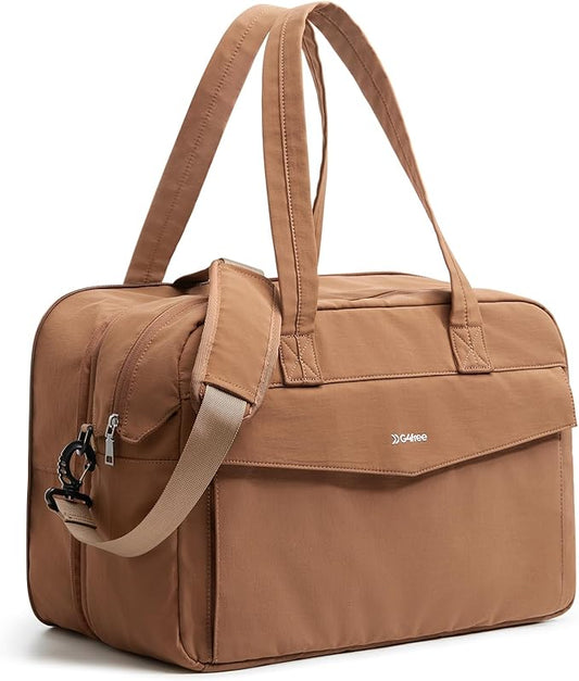 G4Free Expandable Duffle Bag for Travel Weekender Overnight Carry On Tote Duffel Bags for Men Women (Brown)