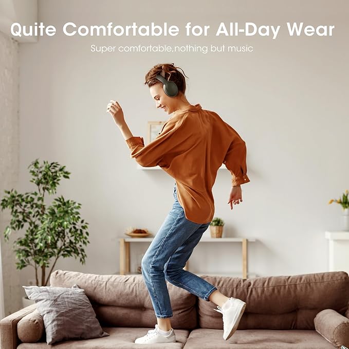 DOQAUS Upgrade Bluetooth Headphones Over Ear, 90H Playtime BT 5.3 Wireless Headphone EQ Modes, Built-in HD Mic, HiFi Stereo Sound, Deep Bass, Memory Foam Cups for Phone/PC&Travel/Gym/Workout