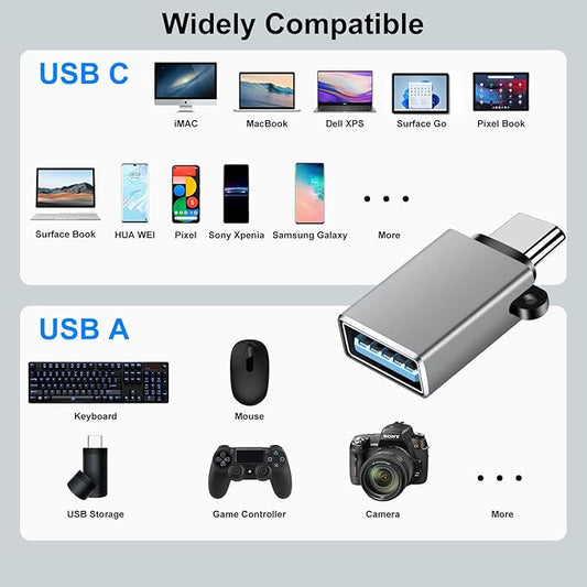 USB C to USB Adapter 8 Pack,USBC to USBA Adapter,USBC Adapters,USB C Converter for iPhone 16 15,MacBook Pro Air,iPad Pro,Galaxy S24 S23 S22,Grey