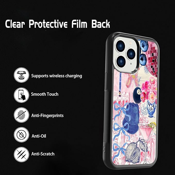 Aesthetic Collage Shockproof Protective Trendy Preppy Phone Case for iPhone 11 Pro Cute Flower Bow Cover