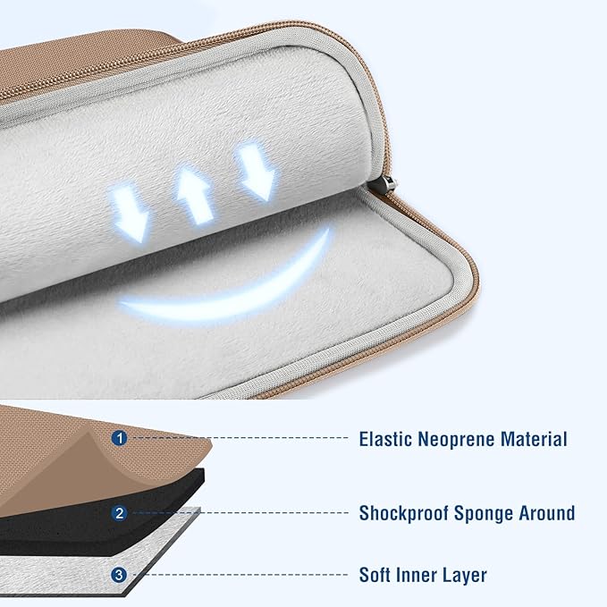 MOSISO Laptop Case 13.3 inch, 13-13.3 inch Laptop Sleeve Compatible with MacBook Air/Pro 13 / Pro 14, HP Dell ASUS Lenovo Notebook, Polyester Vertical Computer Sleeve Bag with Pocket, Bronze Brown