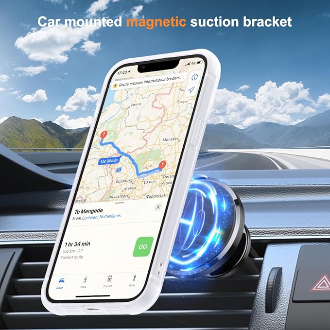 Compatible with iPhone 13 Case & iPhone 14 Case with Invisible Magnetic O-Ring Stand Phone Case for iPhone 13 & 14 6.1" [Compatible with Mag-Safe][Great Grip Feeling],Translucent