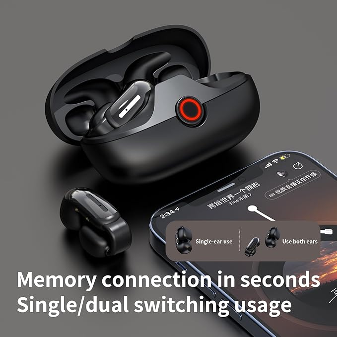 Open Ear Earbuds,Bluetooth 5.4Wireless Headphones,Lightweight Comfort Clip-On Earbuds with Mic for Clear Calls,36H Playtime,Touch Control,IPX5 Waterproof,Fit for Running Cycling Glasses Wearers