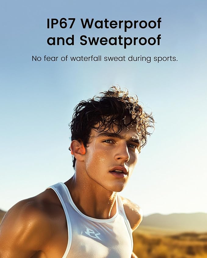 Aerra Bone Conduction Sport Headphones, IP67 Waterproof Workout Earphones, Open-Ear, Wireless Bluetooth with Mic, Secure and Comfortable for Running and Cycling, Pink and Purple