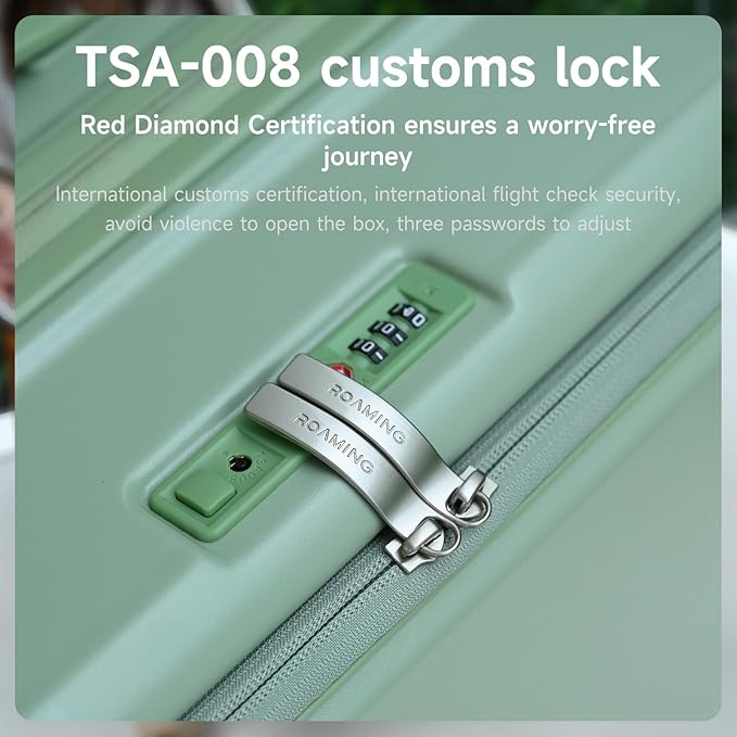 ROAMING Expandable 28-Inch Checked Luggage with Mute Brake Wheels Airline Approved Hard Shell Suitcases with Front Pocket Top Opening Luggage with TSA Lock for Short Business Travel, Jade cyan