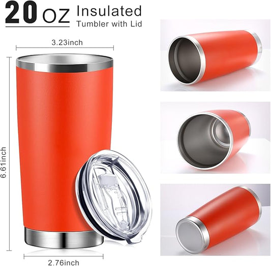 Sieral 36 Packs Stainless Steel Tumbler Bulk with Lid Vacuum Double Wall Insulated Travel Coffee Mug Powder Coated Tumbler Cup for Graduation Wedding Christmas Birthday Party(Warm Color, 20 oz)