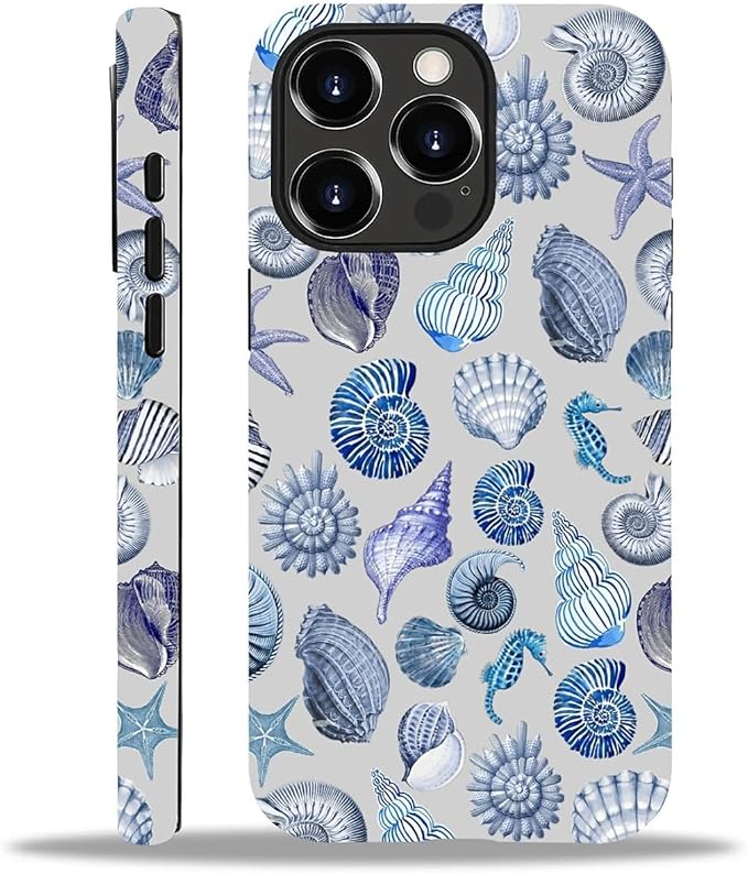 Case for iPhone 15 Pro,Summer Beachy Seashell for Woman Men Full Body Protective Cover Shockproof 2 in 1 Silicone + Hard PC Case for iPhone 15 Pro