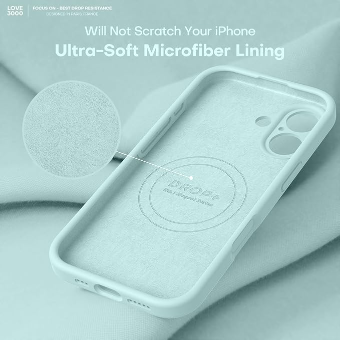 LOVE 3000 Designed for iPhone 17 Case, Premium Silicone [Compatible with Magsafe][Soft Anti-Scratch Microfiber Lining] Shockproof Protective Phone Case for Men Women 6.3", Mint