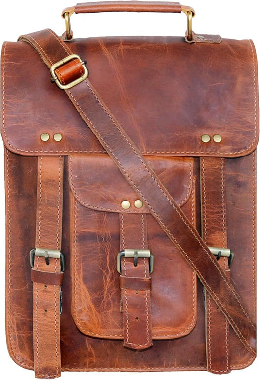 jaald Genuine Leather Messenger Bag Vintage Laptop Crossbody Bag Satchel Man Purse Shoulder Bag for man woman office bag