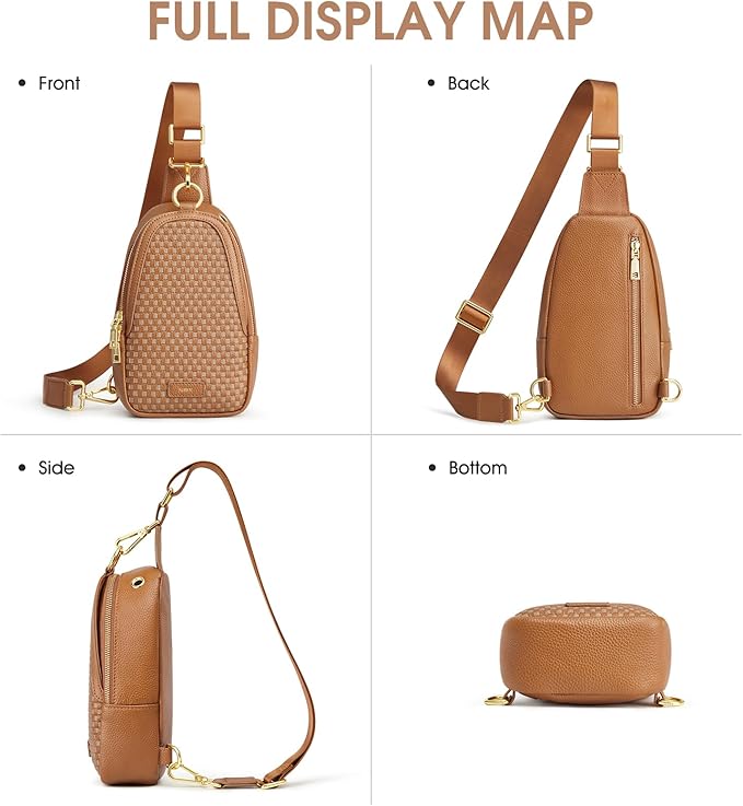 Kattee Sling Crossbody Bag for Women, Leather Fanny Pack Crossbody Sling Bags, RFID Purse Chest Bag Small Daypack for Women