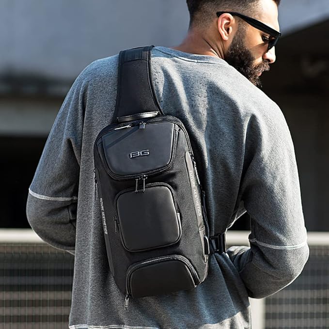 BANGE Sling Bag, Waterproof Crossbody Backpack, Shoulder Bag for Men