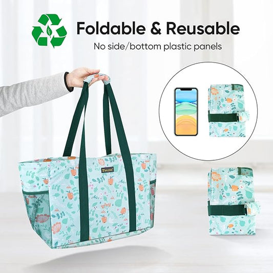 BALEINE Soft 9 Gallon Extra Large Utility Tote, Foldable Reusable Storage Bag (Spring Stroll)