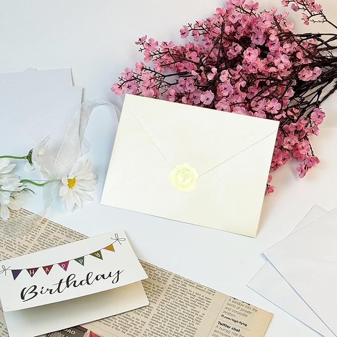 YINUOYOUJIA 50 PCS Pearl Ivory Envelopes A7,5 x 7 Ivory Shimmer Envelopes for Invitation,Perfect for Wedding Invitation Cards,Birthday RSVP Invite,5.25 x 7.25 inches