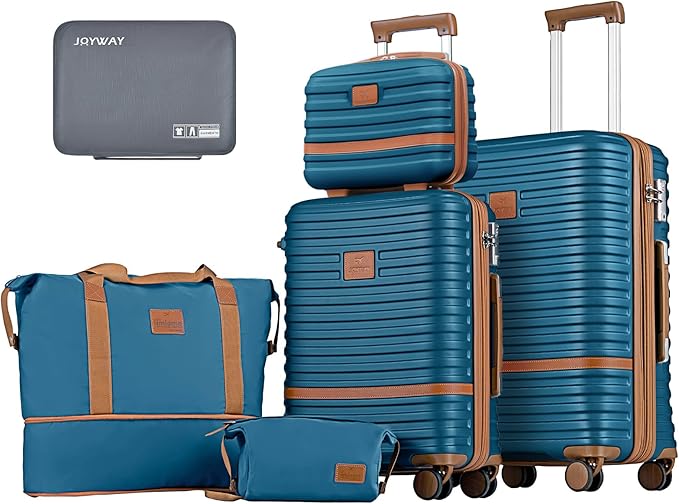 Joyway Expandable Luggage Sets 2 Piece Carry on and Check,Hardside Suitcase with Spinner Wheels and TSA Lock (Blue,13/20/24)