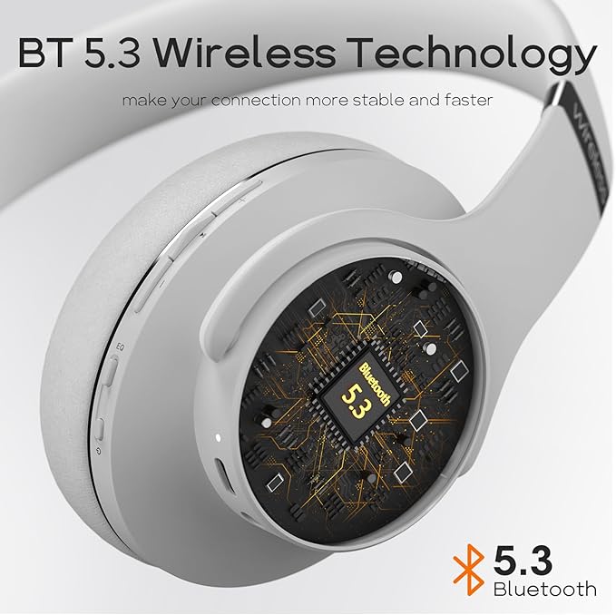 DOQAUS Bluetooth Headphones Over Ear, 90H Playtime Wireless, 3 EQ Modes, HiFi Audio & Deep Bass, ENC Noise Isolating Mic, Soft Earpads for Phone/PC