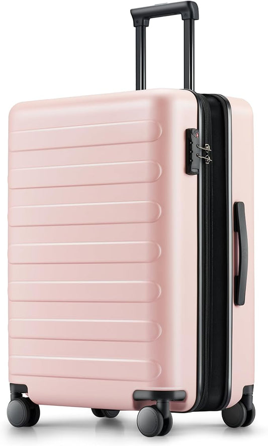 NINETYGO Medium Checked Luggage 24 Inch, Checking In Luggage with Smooth Spinner Wheels, Expandable, Hard Shell PC Suitcase, Lightweight Travel Luggage, TSA Approved (Pink, Rhine Max)