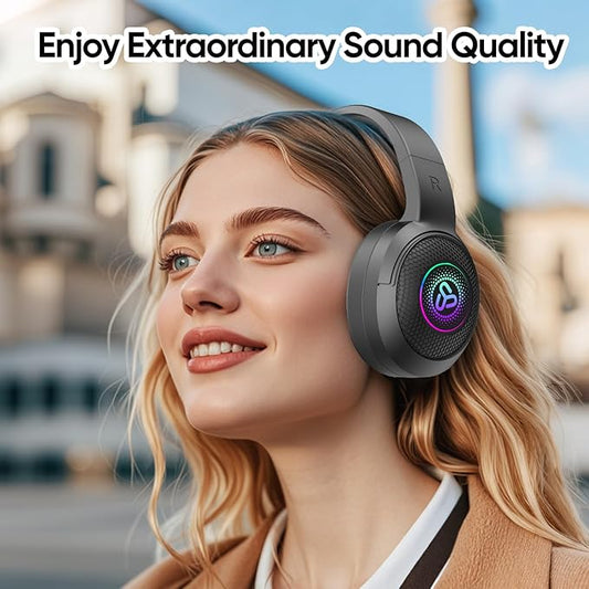 SDLOGAL Wireless Over Ear Headphones, Personalized Music & Game Audio, Wireless BT5.4 Headphones with Microphone, Up to 40 Hours Battery Life, Foldable & Lightweight