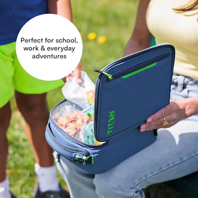 Titan Fridge Cold Upright Lunch Box With 2 250g Ice Walls®, Black Ice