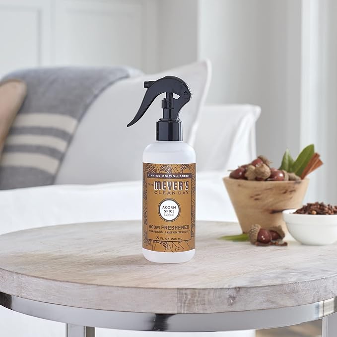 MRS. MEYER'S CLEAN DAY Room and Air Freshener Spray, Non-Aerosol Spray Bottle Infused with Essential Oils, Acorn Spice, 8 fl. oz