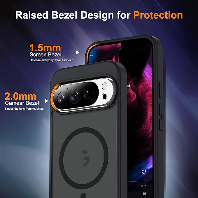 Compatible with Google Pixel 10 Pro XL Case with Magnetic [Compatible with Mag-Safe][Military Grade Drop Protection] Slim Translucent Matte Phone Case with Anti-Fingerprint Tech, Black